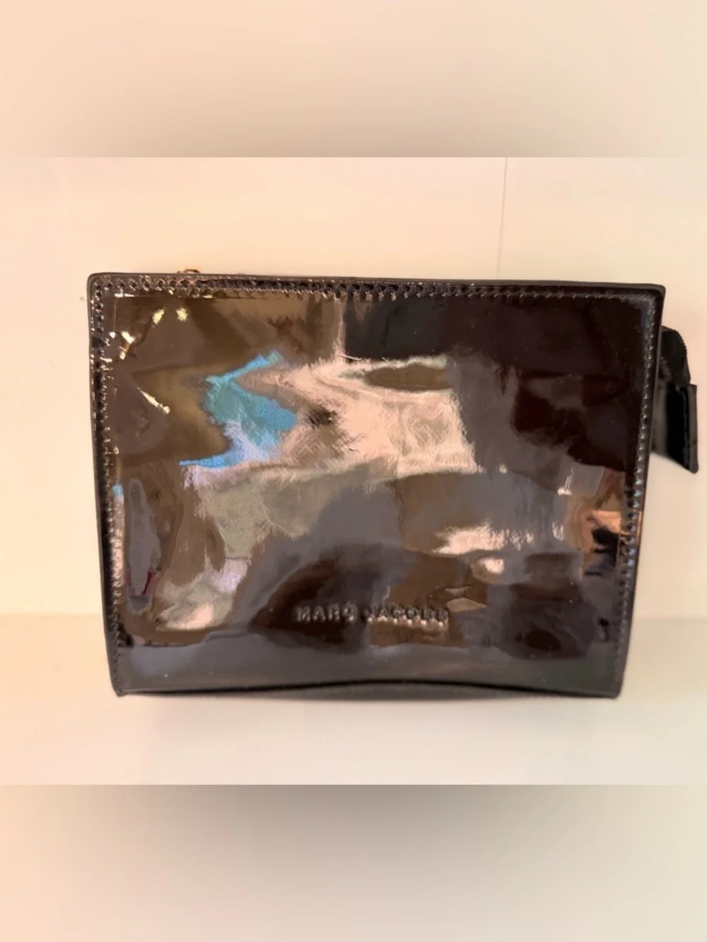Marc Jacobs Glossy Black Patent Leather Zip Wallet